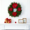 Nearly Natural 24” Cedar and Poinsettia Artificial Wreath - 3 of 3
