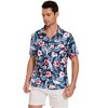 Hawaiian Floral Print Linen Button Down Shirt for Casual Beach Wear - 2 of 4
