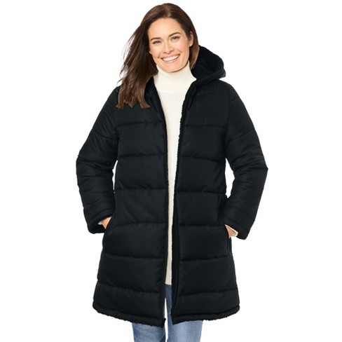 Woman Within Women s Plus Size Reversible Puffer Coat Target