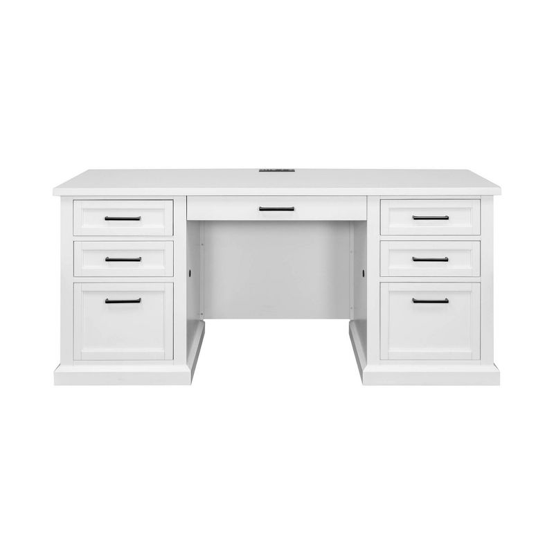 Modern Wood Credenza Desk Fully Assembled White Finish - Abby Collection - Martin Furniture, 1 of 11