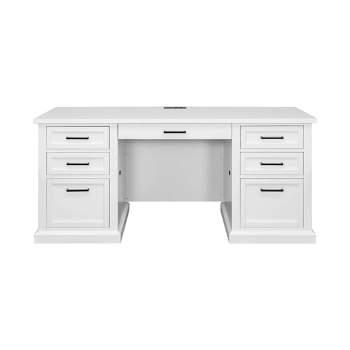Modern Wood Credenza Desk Fully Assembled White Finish - Abby Collection - Martin Furniture