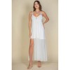 Slickblue Women's Sheer Maxi Dress, Deep V Neck, Side Slit Detail, Lightweight Stretch Mesh, White/Black, Size S-L - 3 of 4