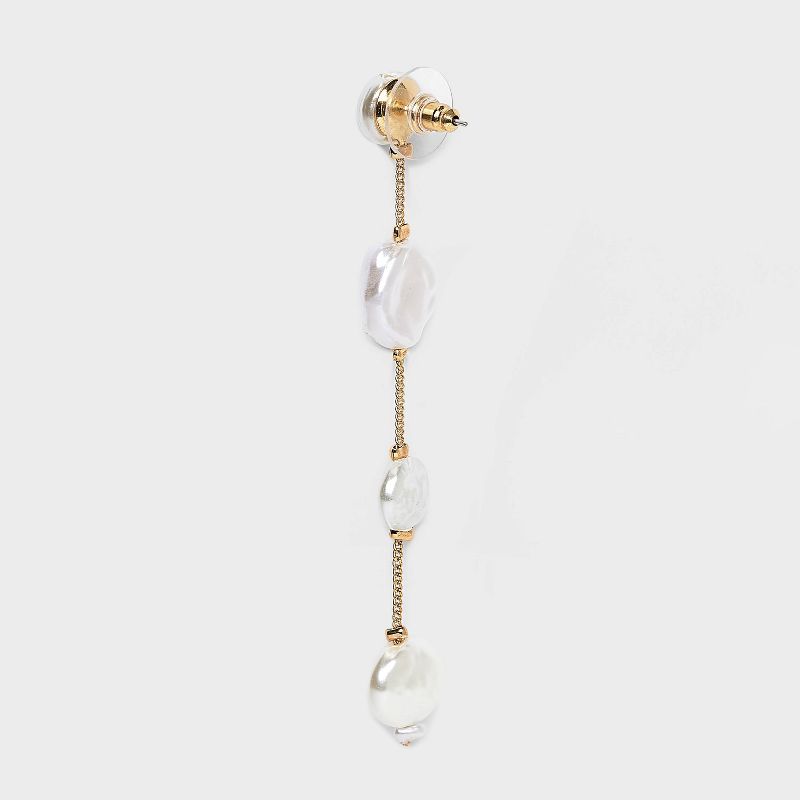 Linear Pearl Drop Earrings - A New Day&#8482; Gold/White, 4 of 7