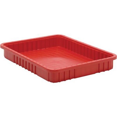 Quantum Storage Systems Dividable Grid Container, 22-1/2"L X 17-1/2"W X 3"H, Red, Made In Usa