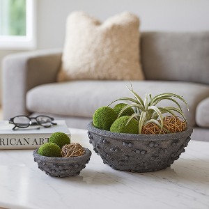 Decorative Textured Bowl for Coffee Table - Modern Centerpiece Table Decorations and Shelf Display for Home Decor Accents - Set of 2, 5", 4", Black - 1 of 4