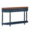 JANSNO 52" Retro Curved Wood Console Table with Shelf & Drawers for Living Room Hallway - 2 of 4