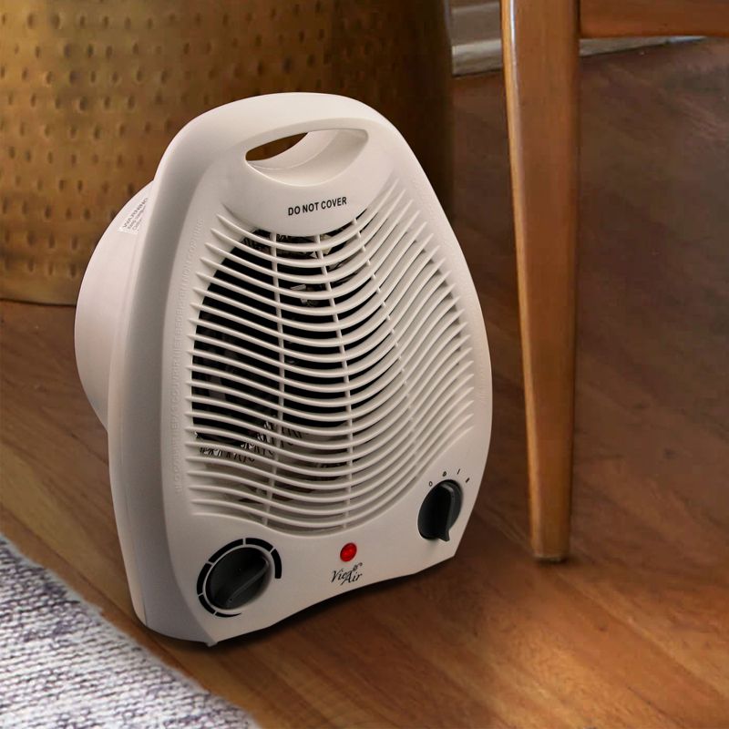 Vie Air 1500W Portable 2 Settings White Office Fan Heater with Adjustable Thermostat, 4 of 6