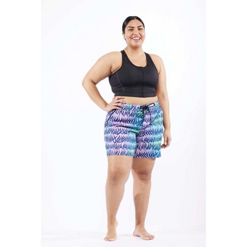 TomboyX Swim 7 Board Shorts, Quick Dry Bathing Suit Bottom Trunks,  Adjustable Waist Built-In Liner, Plus Size Inclusive (XS-6X) Head Over Eels  Large