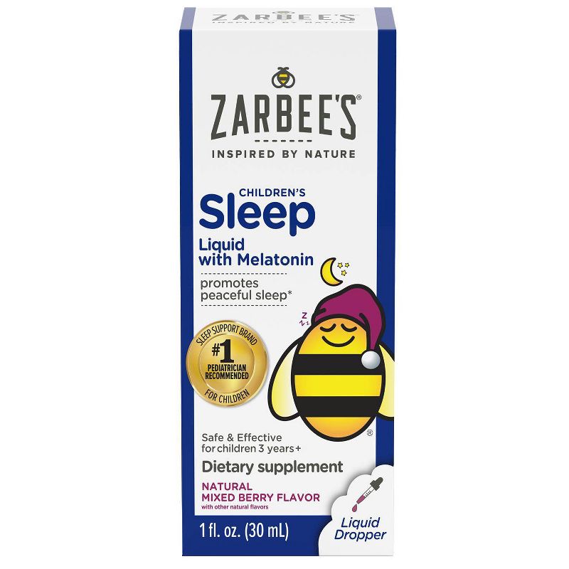 Zarbee&#39;s Kid&#39;s Sleep Liquid with Melatonin, Drug-Free &#38; Non-Habit Forming-Natural Berry -1 fl oz, 1 of 15