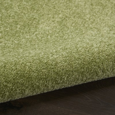 Green Power-Loomed Synthetic Runner Rug with Latex Backing