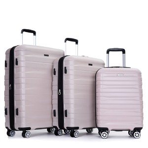 Gulches 3 Piece Luggage Sets PC Lightweight & Durable Expandable Suitcase with Two Hooks, Double Spinner Wheels, TSA Lock, (21/25/29) Sand - 1 of 4