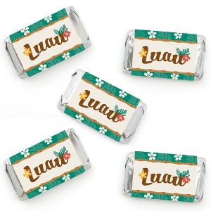 Big Dot of Happiness Tropical Luau - Mini Candy Bar Wrapper Stickers - Hawaiian Beach Party Small Favors - 40 Count - 1 of 4