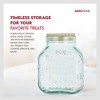 Amici Home Biscotto Cookie Jar, 105 Oz Embossed Glass Container with "Biscotti" & "Cookie" Design - Rounded Square Green Tint Storage, Dishwasher Safe - 2 of 4