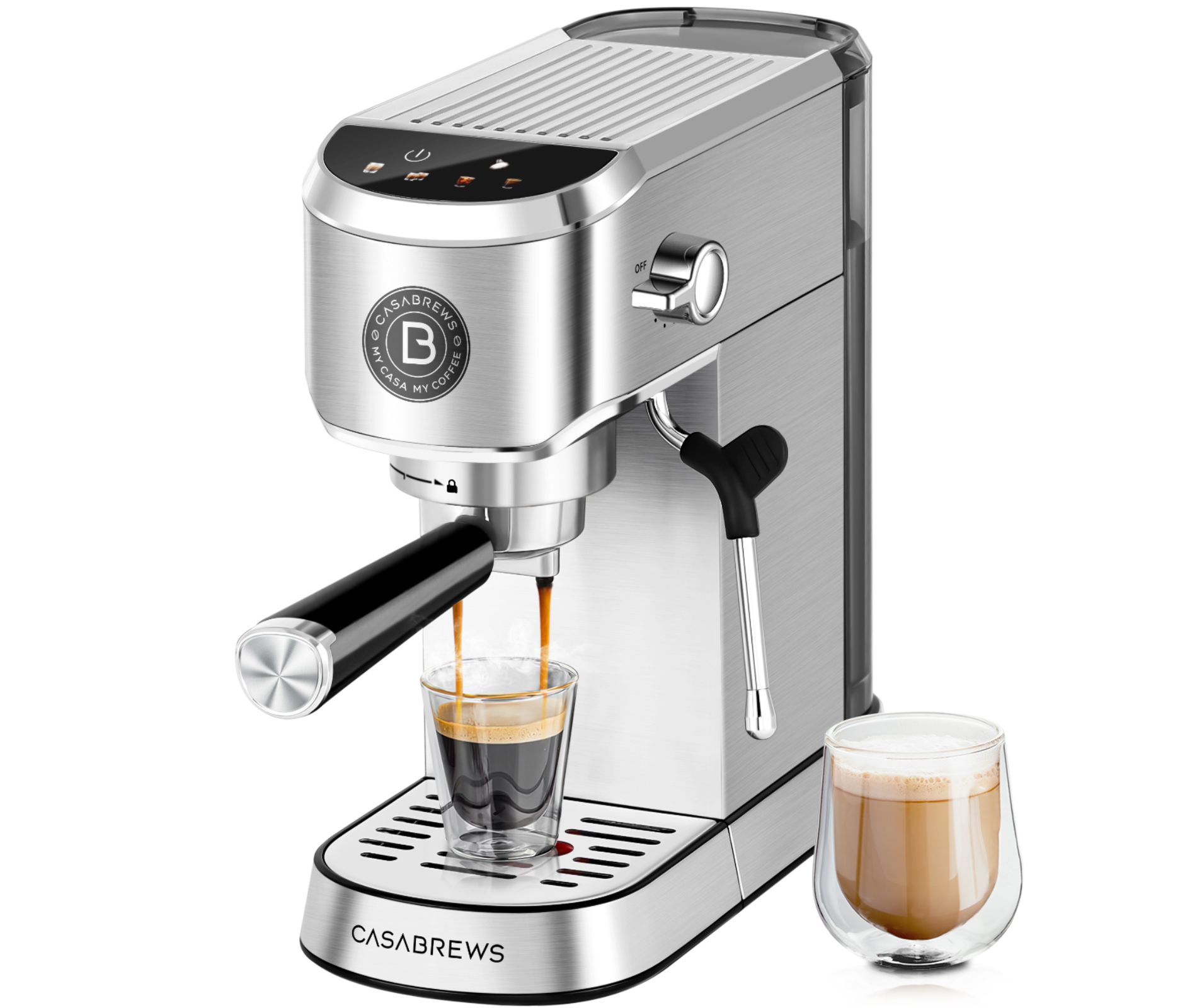 CASABREWS CM5418 Plus 20-Bar Semi-Automatic Espresso Machine & Coffee Maker with Steam Wand, Cold Brew Function, Stainless Steel, Silver
