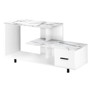 Monarch Specialties Tv Stand 48 Inch Console Media Entertainment Center Storage Drawer Laminate White Marble Look Contemporary Modern - 1 of 4