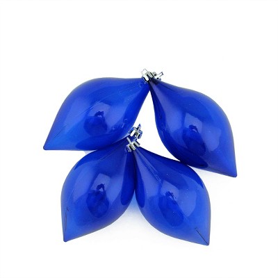 Northlight 4ct Transparent Teardrop Shatterproof Christmas Finial Ornament Set 5.25" - Blue