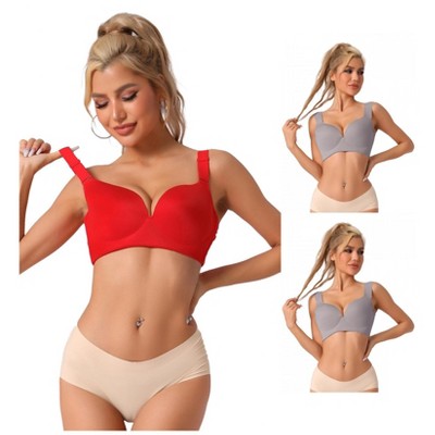 INSPIRE CHIC Women's Adjustable Strap Full Coverage Push Up Bras 3 Packs
