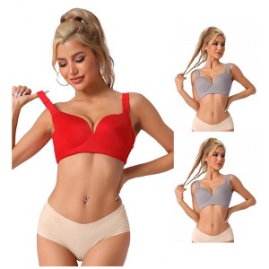INSPIRE CHIC Women's Adjustable Strap Full Coverage Push Up Bras 3 Packs - 1 of 4