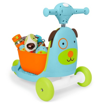 Blue and Orange Dog 3-in-1 Ride-On Scooter and Wagon Toy