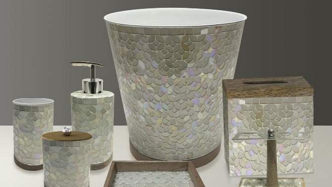 Pearl Escent Mosaic and Wood Bathroom Wastebasket - Nu Steel, 2 of 7, play video