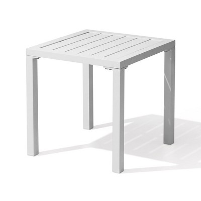White Aluminum Weather-Resistant Square Outdoor Side Table
