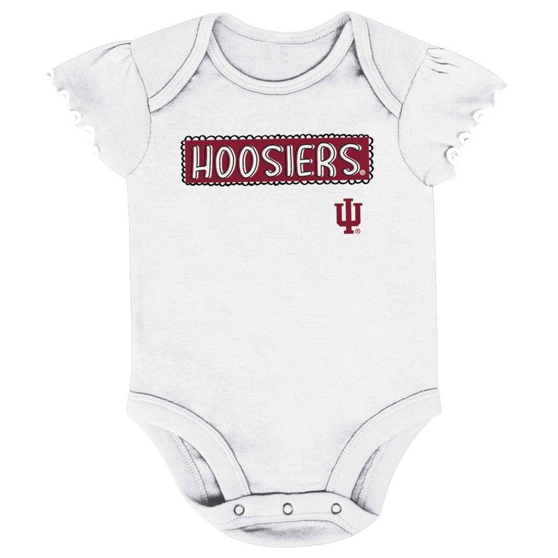 NCAA Indiana Hoosiers Infant Girls&#39; 3pk Bodysuit Set, 4 of 5