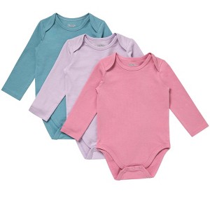 Hanes Pure Comfort Baby Long Sleeve Bodysuits, Organic Cotton, Boys & Girls, 3-Pack - 1 of 2