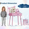 Bear-Shaped Kids Vanity Set with Lights, Wooden Makeup Desk & Stool, Princess Toddler Play Vanity Table for Bedroom, Perfect for Little Girls - 2 of 4