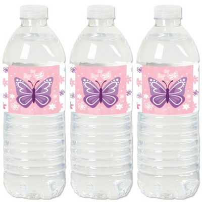 Big Dot of Happiness Beautiful Butterfly - Floral Baby Shower or Birthday Party Water Bottle Sticker Labels - Set of 20