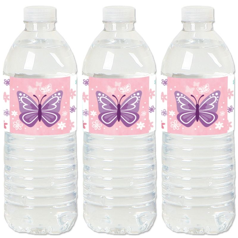 Big Dot of Happiness Beautiful Butterfly - Floral Baby Shower or Birthday Party Water Bottle Sticker Labels - Set of 20, 1 of 7