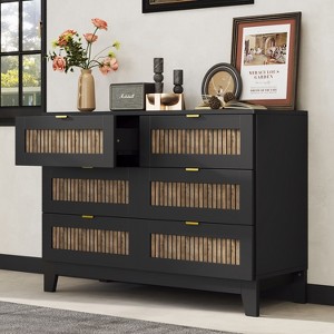 NicBex Rustic Farmhouse 6-Drawer Wooden Dresser Metal Handles, Spacious Storage for Bedroom, Sturdy & Scratch-Resistant - 1 of 4