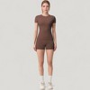 Anna-Kaci Active Women's Fitted Short Sleeve Top and High Waist Shorts 2-Piece Active Set - 2 of 4