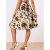 Allegra K Women's High Elastic Waist Belted Slit A-Line Midi Floral Print Skirt - 4 of 4