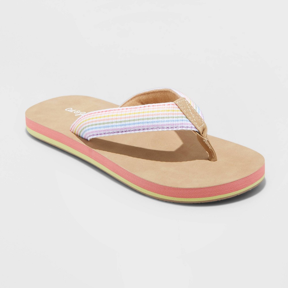 Size S13/1-XL6 Assorted Girls' Ava Slip-On Thong Sandals - Cat & Jack™ Tan 