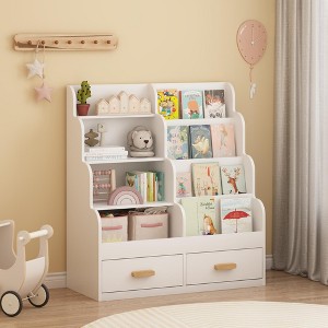 KTMBDW Kids Bookshelf and Toy Organizer,Wooden Kids Bookcase,Toddler Montessori Bookshelf with 2 Drawers,Toy Storage Organizer for Nursery,White - 1 of 4