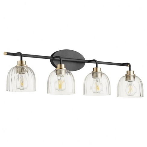 Quorum Lighting Espy 4-Light Vanity, Noir/Aged Brass, Glass, 32.5 Width, Damp Rated - image 1 of 1