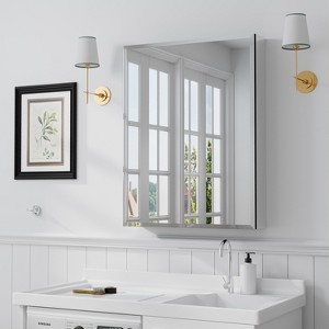 SpassWay 20 x 26 Inch Recessed or Wall Mount Medicine Cabinet Black Bathroom Storage with 3 Cupboards - 1 of 4