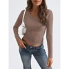 Fashion V Neck Slim Fitted Long Sleeve Crop Tops Y2K Basics Outfits Clothes Women's 2025 Fall - 2 of 4