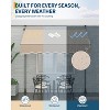 Manual Retractable Patio Awning 118" x 118" with Adjustable Height, UV Protection & Crank Handle – Ideal for Backyard, Garden, Outdoor Shade Khaki - 3 of 4
