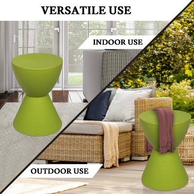 Modern Round Boyd Green Plastic Side Table with Ribbed Leg