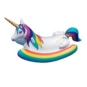 Swimline - Rainbow Unicorn Rocker Inflatable Pool Float - 1 of 3