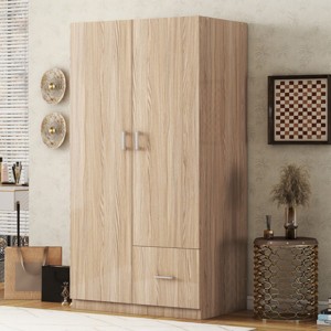 Armoire Closet With Hanging Rod And 3 Fixed Shelves, Modern Clothing Storage -Cuddlewood - 1 of 4
