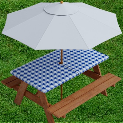 Tablecloth With Hole For Umbrella With Bench Covers Vinyl With Flannel Back by SORFEY