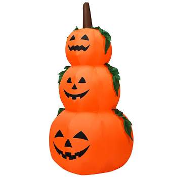 Tangkula Halloween Decoration 6FT Inflatable Stacked Pumpkins With LED Lights Blow Up Yard