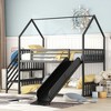 PAGED Twin Size Bunk Bed House Shaped Metal Bed Frame with Slide, Stairs and Guardrail for Bedroom - 2 of 4