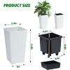22" Tall Planter Set of 2, Black Indoor/Outdoor Pots with Drainage, Water Level Monitor, Inner Bucket, and Auto Watering, White - 2 of 4