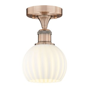 White Venetian - 1 Light Semi-Flush Mount In Modern Style-8.13 Inches Tall and 6 Inches Wide - 1 of 1