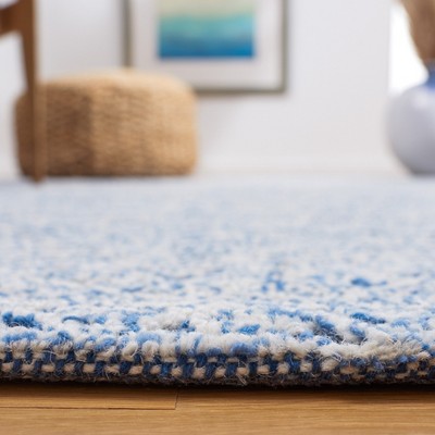 Blue and Ivory Hand-Tufted Wool Geometric Area Rug