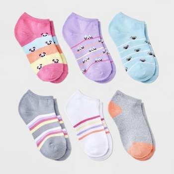 Girls' 6pk 'Animal Stripe' Super Soft No Show Socks - Cat & Jack™