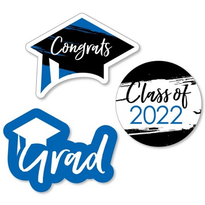 Big Dot of Happiness Blue Grad - Best is Yet to Come - DIY Shaped Royal Blue 2022 Graduation Party Cut-Outs - 24 Count